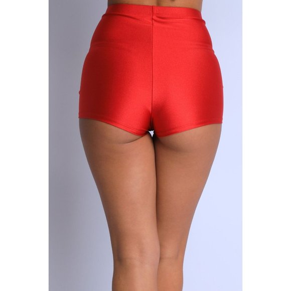 Women High Waist Shiny Tricot Stretchy Skinny Rave Dance Yoga Biker Shorts S M L - Picture 4 of 9